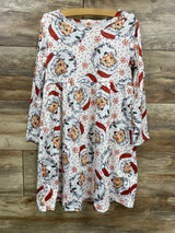 Snowflakes & Santa Long Sleeve Dress White sz 4T