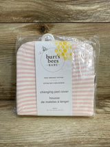 NEW Burt's Bees Baby Changing Pad Cover, Pink Stripe - Me n Mommy To Be