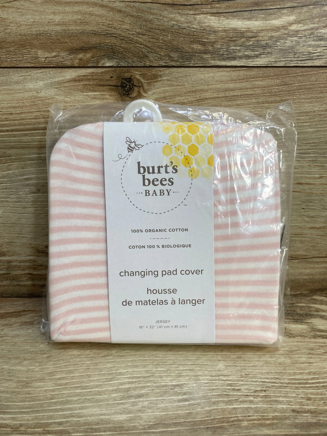 NEW Burt's Bees Baby Changing Pad Cover, Pink Stripe - Me n Mommy To Be