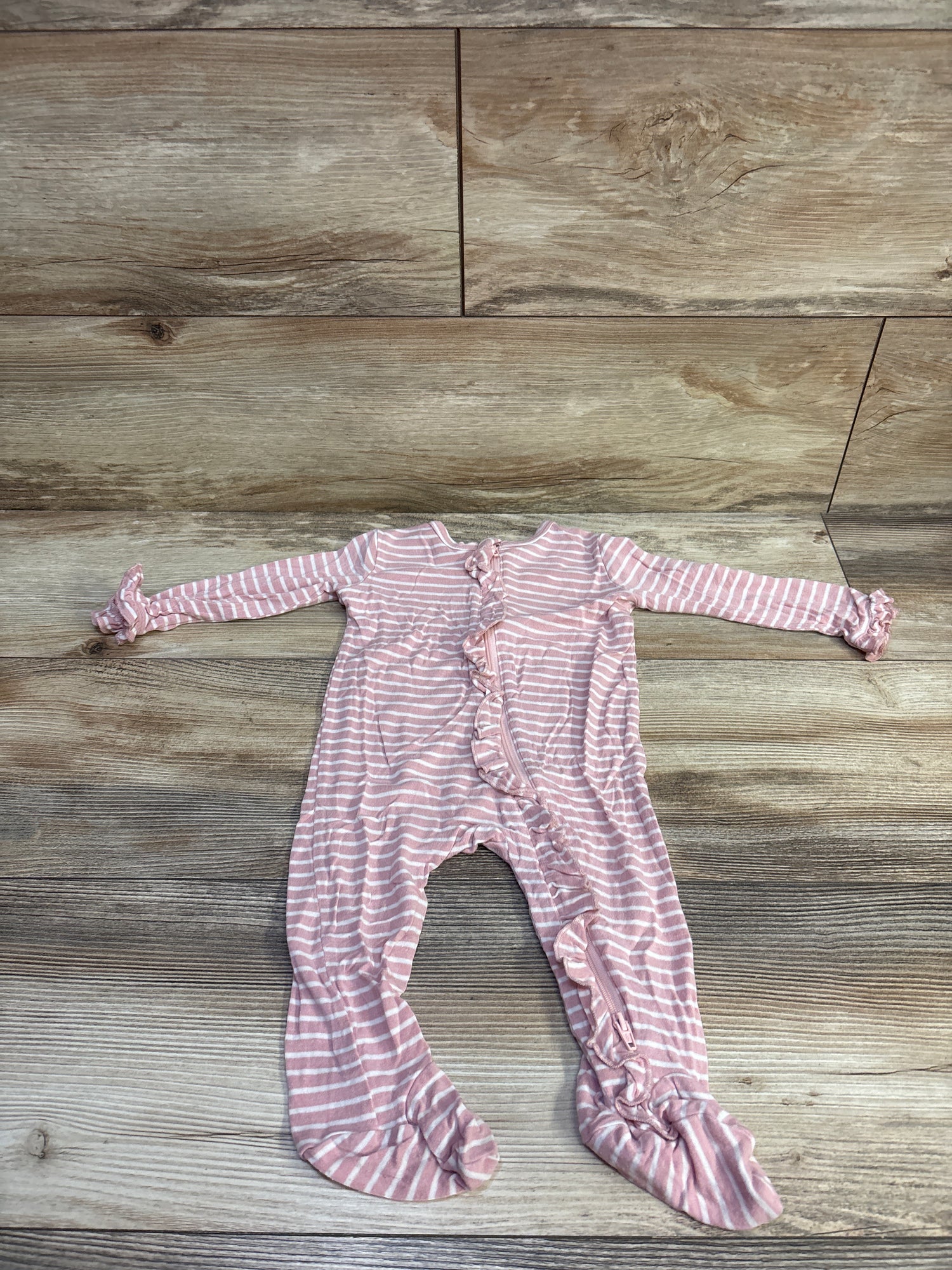 Little Me Bamboo Ruffle Sleeper Pink sz 6m