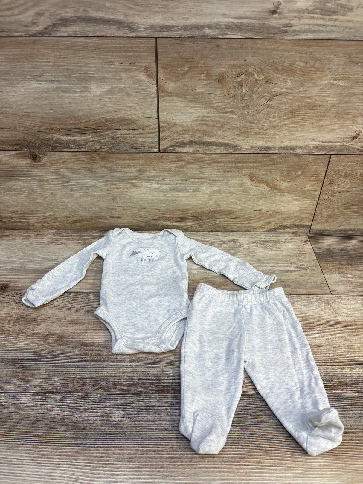 Simple Joys 2pc Sheep Bodysuit & Footed Pants Set Grey sz Newborn