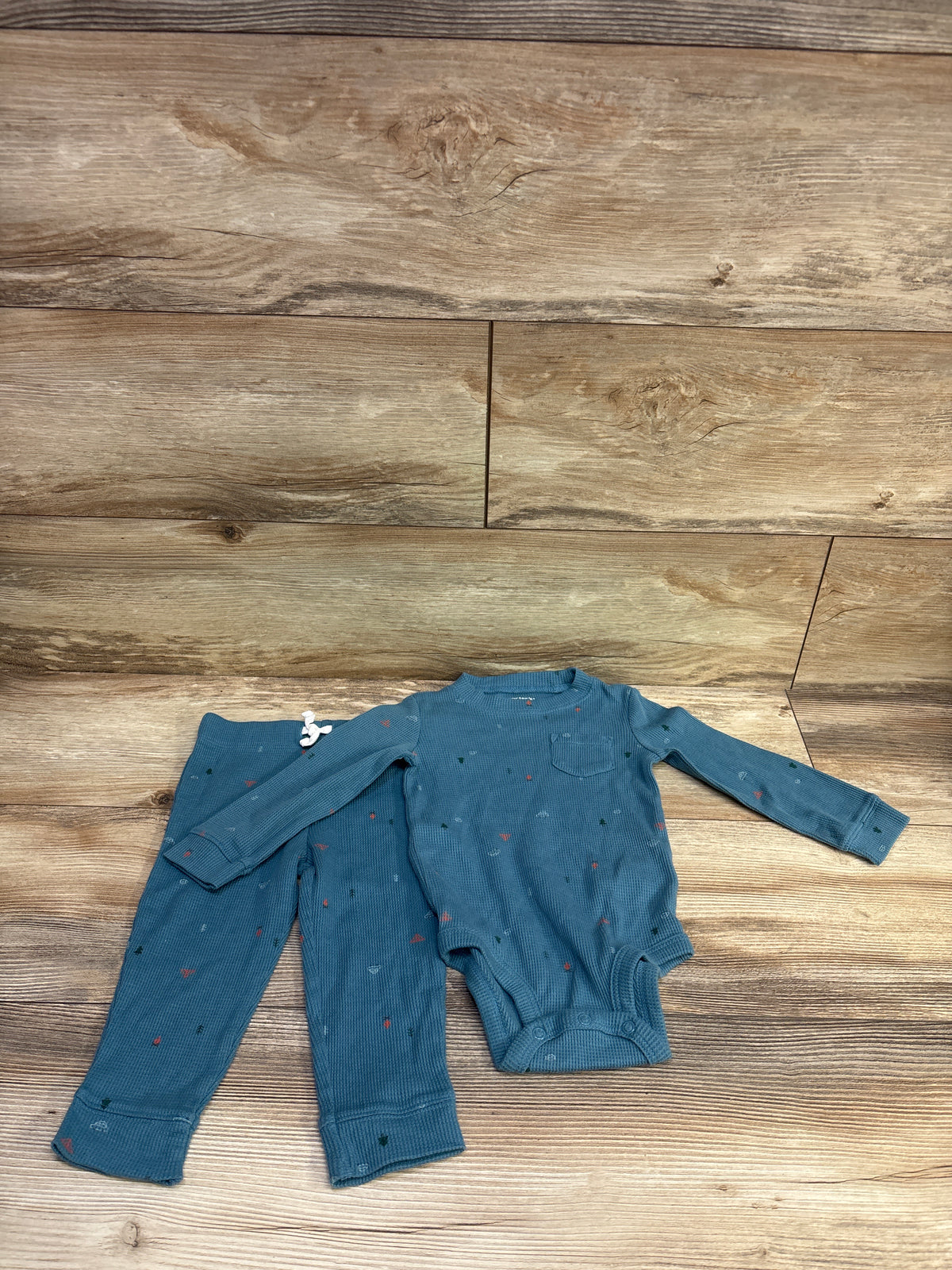 Carter's 2pc Waffle Knit Bodysuit & Pants Set Blue sz 18m
