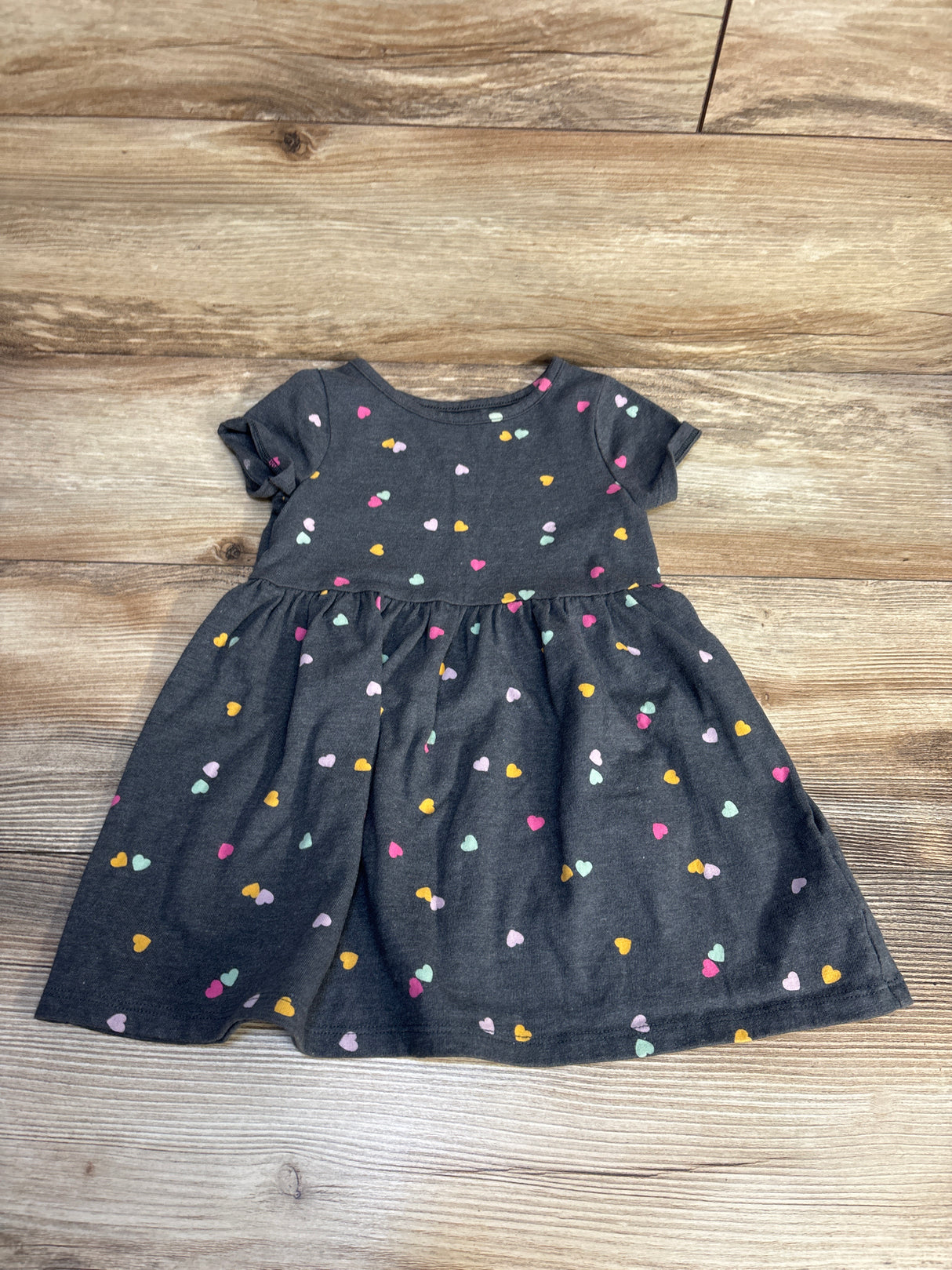 Cat & Jack Heart Print Dress Grey sz 2T