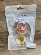 NEW FRIGG Rope Natural Rubber Baby Pacifier 2Pk Blush/Cream  0-6m