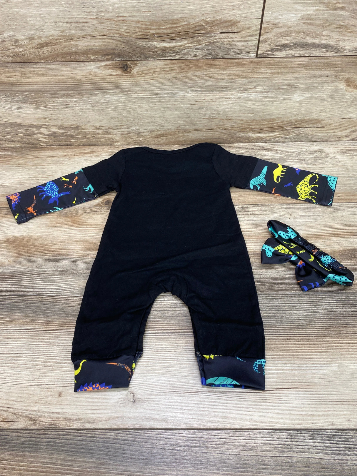 2pc Little Sis Dino Coverall & Headband Black sz 9m