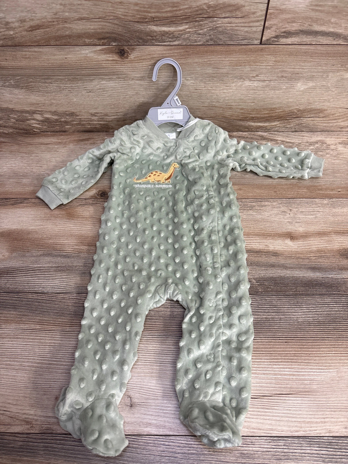 NEW Kyle + Deena Dinosaur Minky Dot Sleeper Olive sz 0-3m