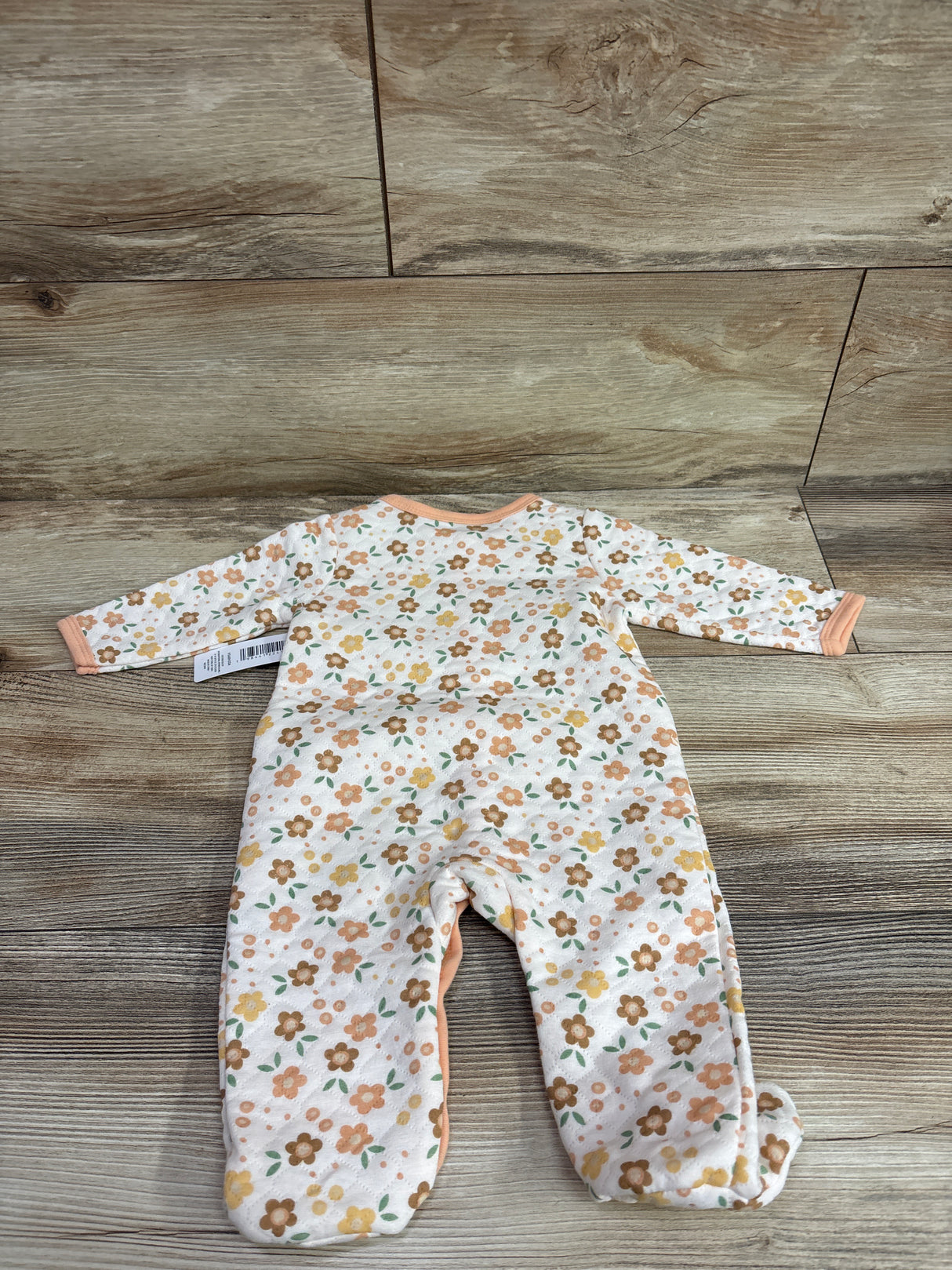 NEW Baby Views Quilted Footed Floral Coverall Beige sz 3-6m
