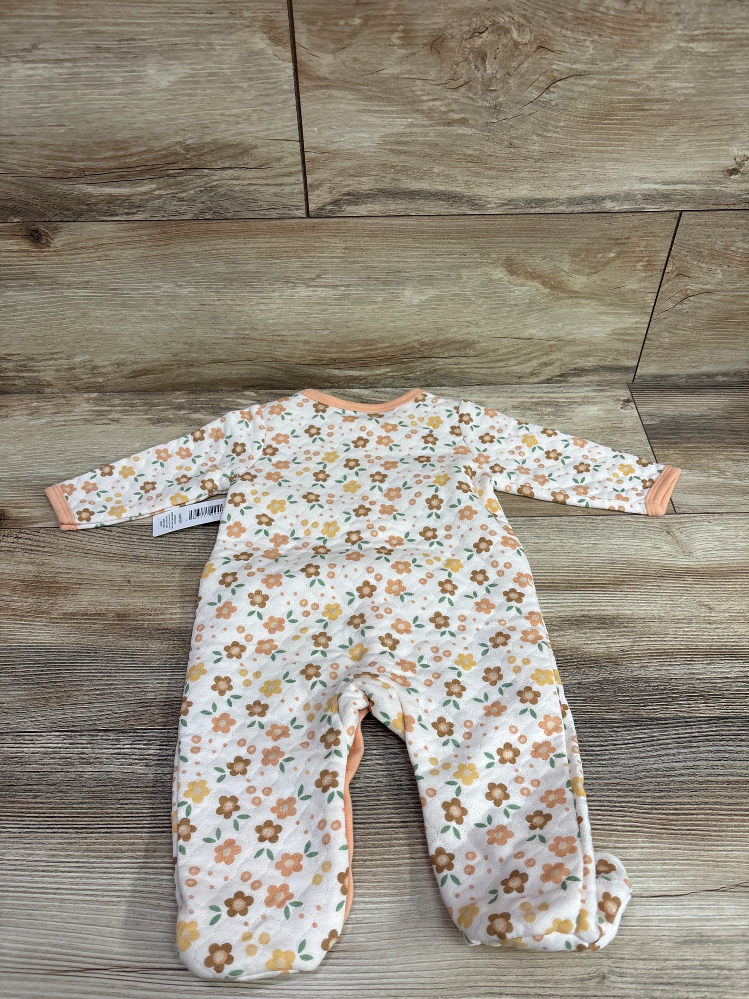 NEW Baby Views Quilted Footed Floral Coverall Beige sz 3-6m