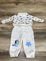 Bluey 2pc 1/4 Zip Pullover Sweatshirt & Pants White sz 6-9m