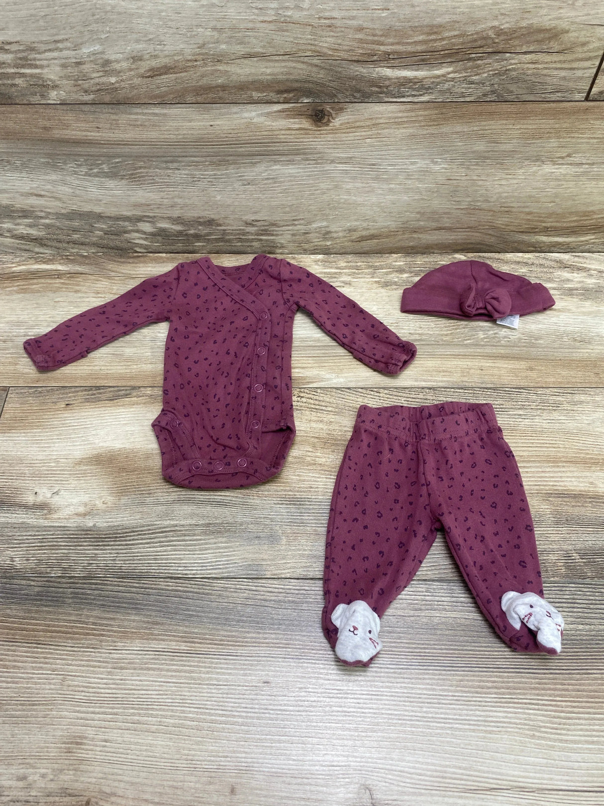 Just One You 3pc Kimono Bodysuit & Pants Set Purple sz Preemie