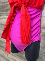 Beach Bump 1pc Maternity Swimsuit Red sz Medium