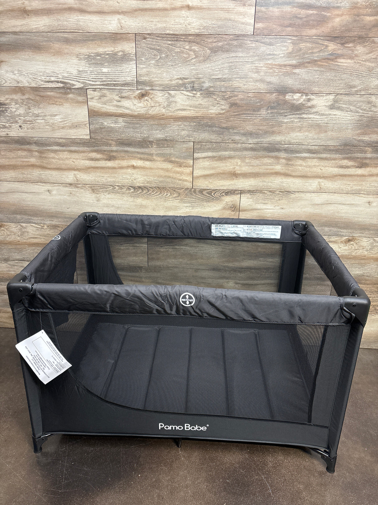NEW Pamo Babe Portable Crib Baby Playpen with Mattress and Carry Bag, Black