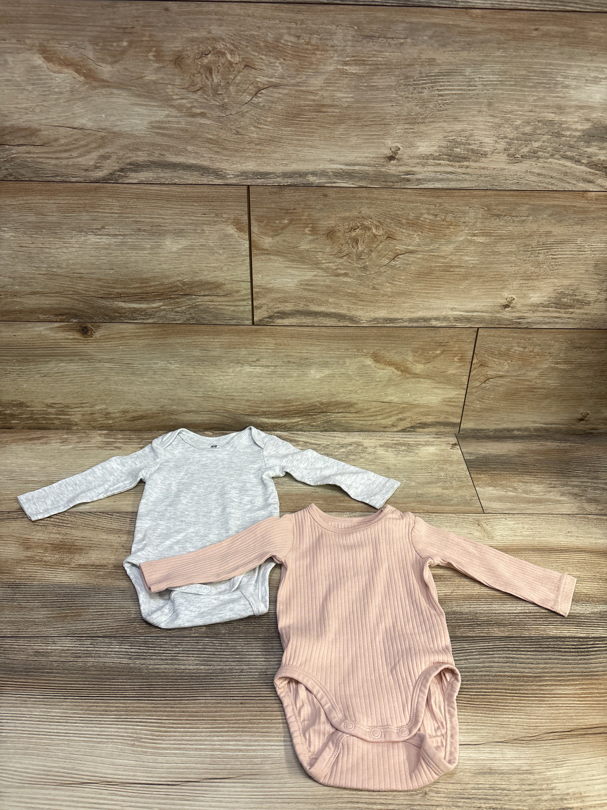 H&M 2pk Long Sleeve Bodysuit Set Pink sz 3m