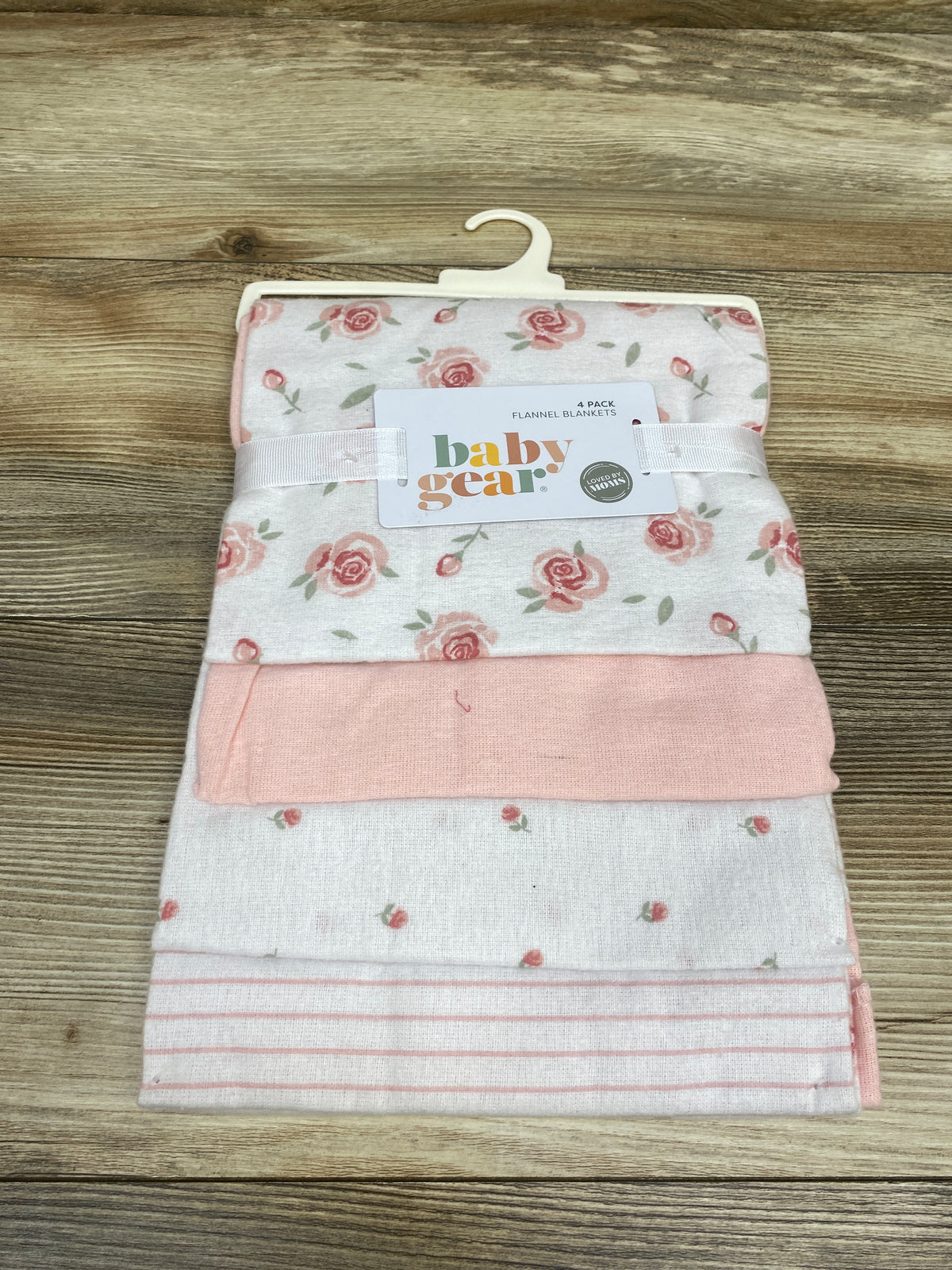 NEW Baby Gear 4pk Flannel Receiving Blankets Pink/White