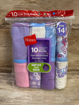 NEW Hanes Girls' Tagless Low Rise Briefs 10pk sz 14