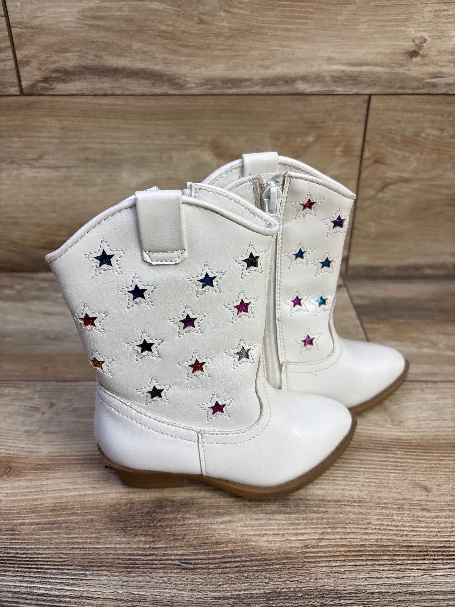 Tucker + Tate Star Cowgirl Boots White sz 7c