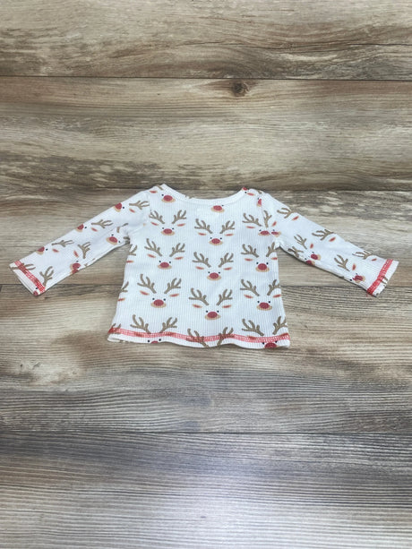 Mudpie Thermal Reindeer Shirt White sz 3-6m - Me n Mommy To Be