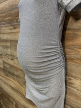 Metallic Maternity Bodycon Dress Lilac sz Small