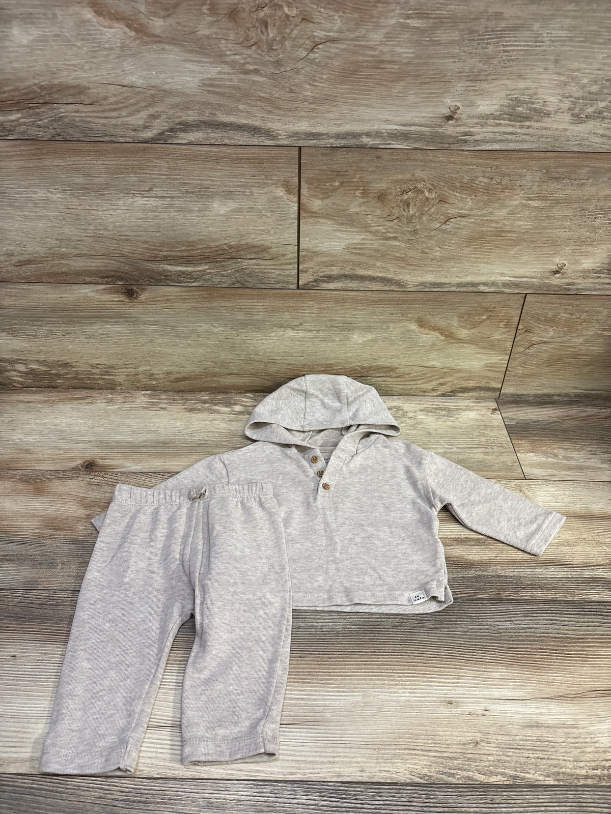 Carter's 2pc Hooded Henley Top & Pants Set Tan sz 6m