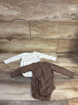 Kyle + Deena 2pk Kimono Ribbed Bodysuits Brown sz 6-9m