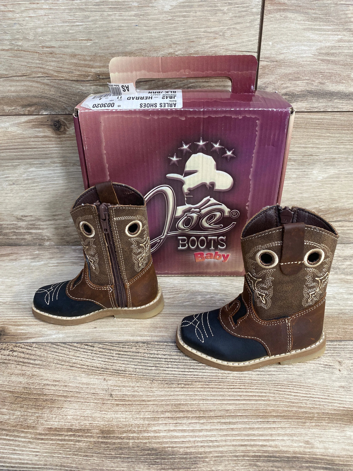 Joe Boots Baby Herradura Black/Brown Sz 4c