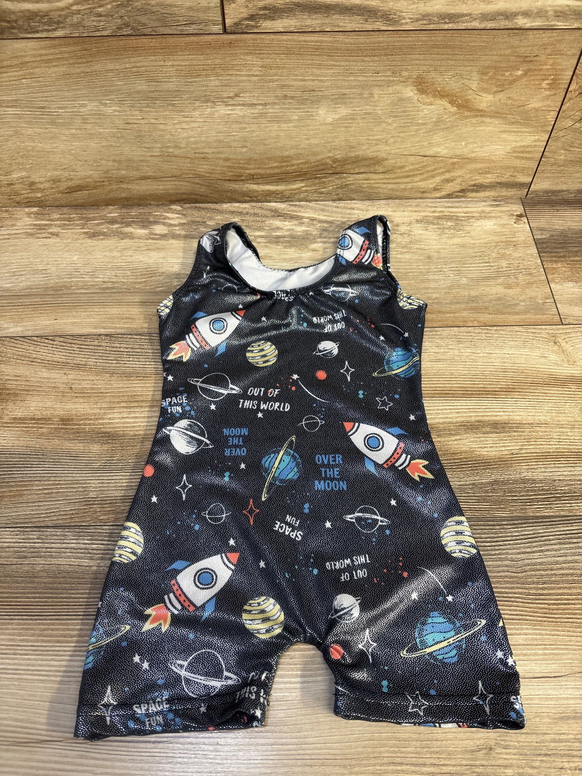 HOZIY Gymnastics Leotard Space Print Black sz 2/3T