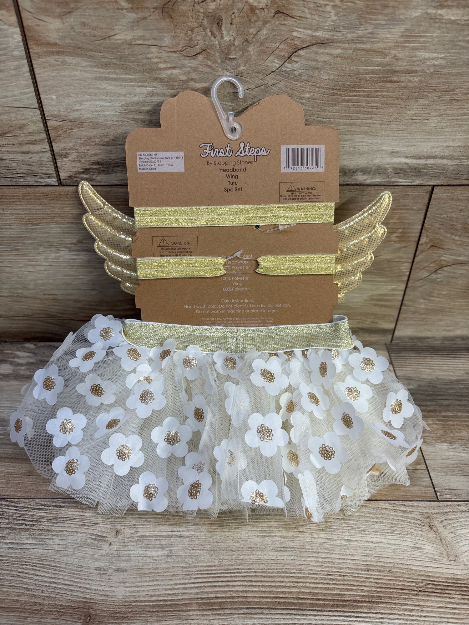 NEW First Steps by Stepping Stones 3pc Wings, Tutu, & Headband Set sz 0-12m