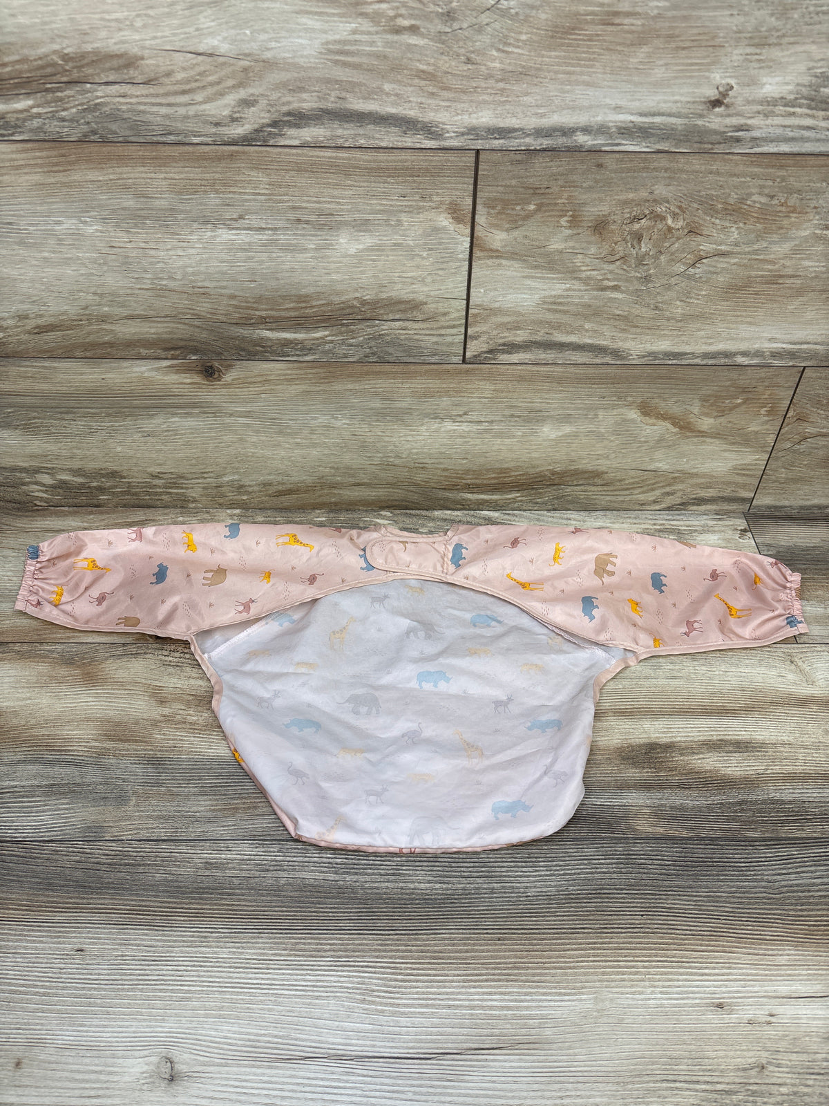 Tiny Twinkle Mess Proof/Waterproof Long Sleeve Bib Animal Print Pink sz 6-24m
