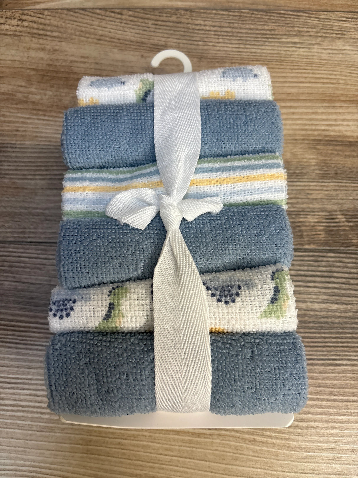 NEW 12pk Washcloths Blue/White