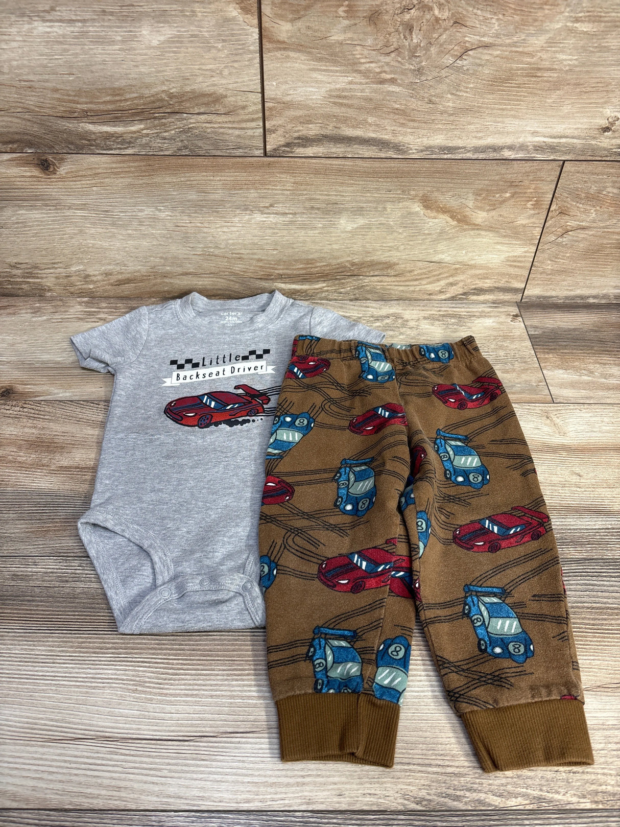 Carter's 2pc Little Backseat Driver Bodysuit & Pants Grey sz 24m - Me n Mommy To Be