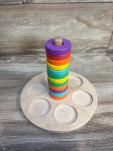 Colorful wooden stacking rings toy for babies and toddlers, rainbow educational baby gear