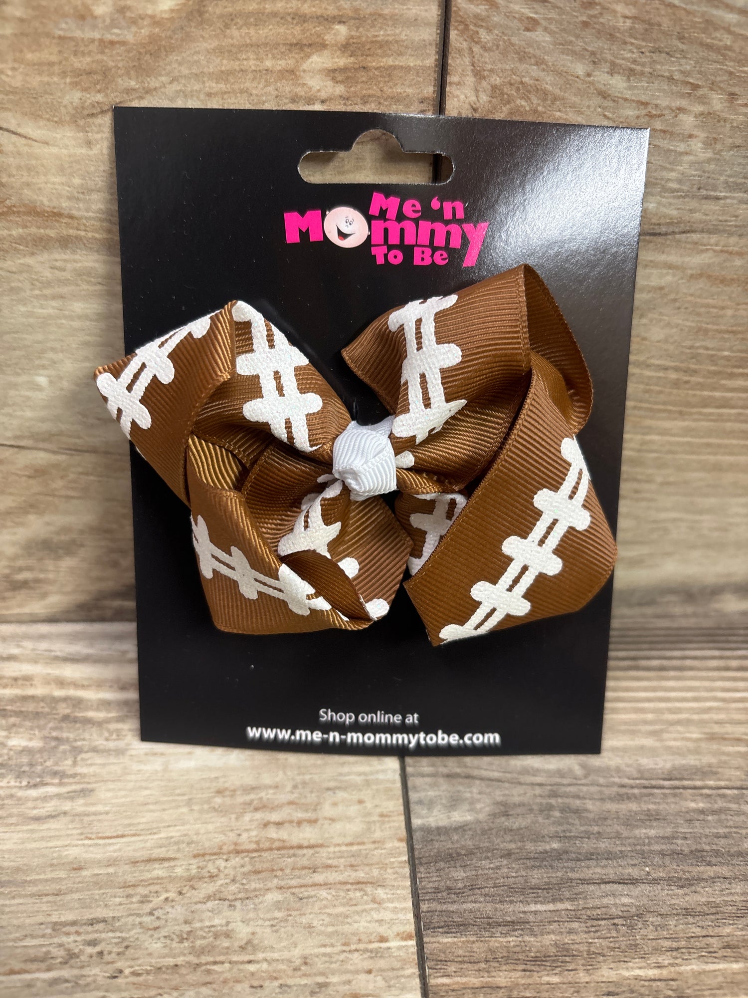 NEW Large Football Hair Bow Brown
