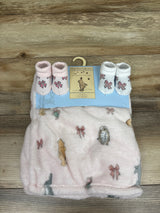 NEW Pooh Bear Collection 3pc Baby Blanket & Socks Set Pink sz 0-6m