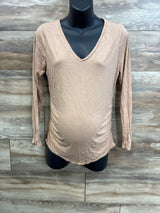 Motherhood Maternity Long Sleeve V-Neck Shirt Tan sz Medium