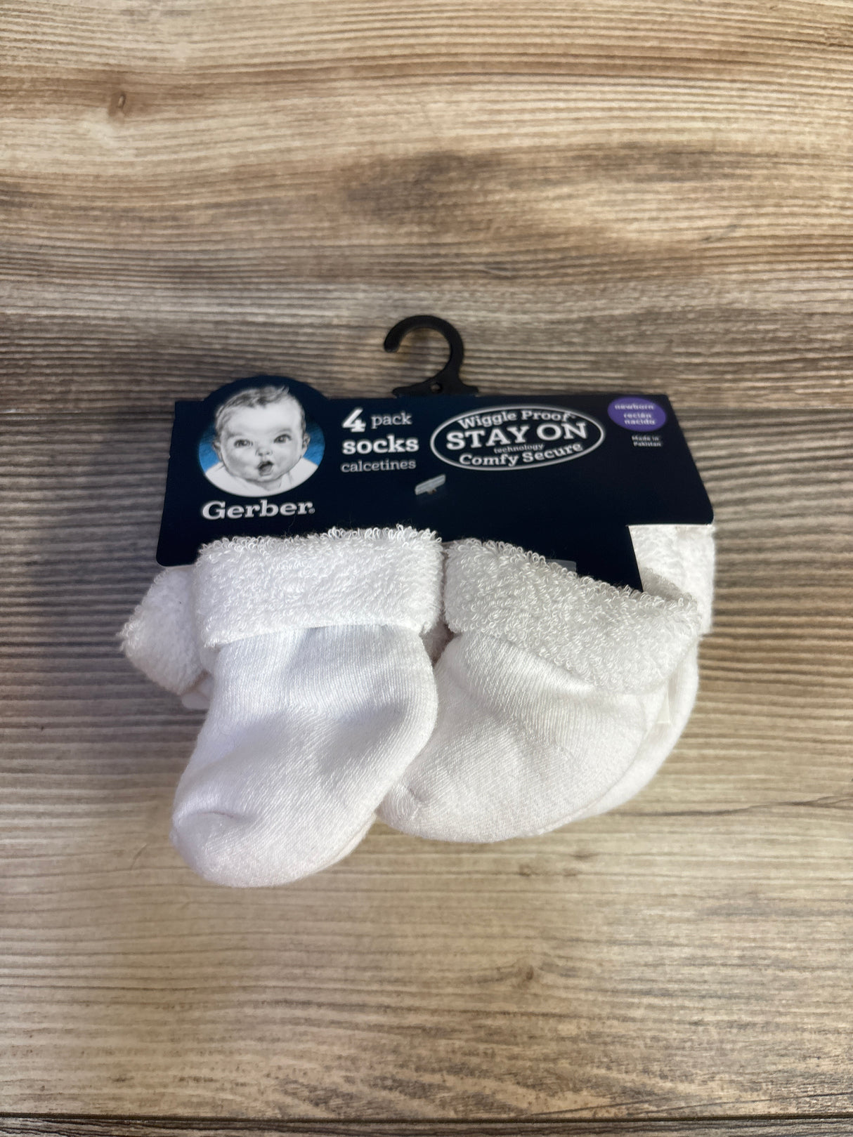 NEW Gerber 4pk Wiggle Proof Socks White sz Newborn