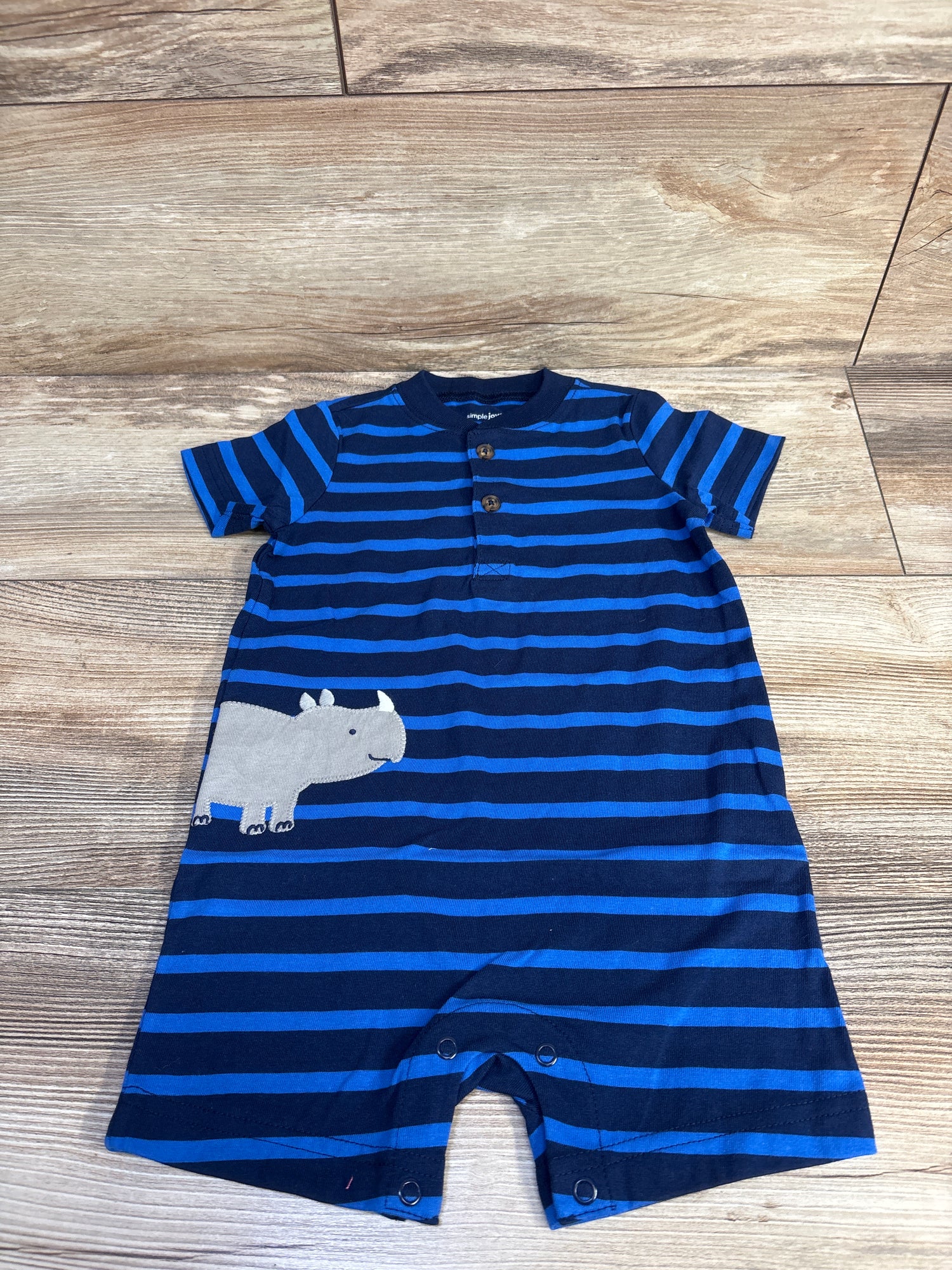 NWOT Simple Joys Striped Henley Shortie Romper Blue sz 18m