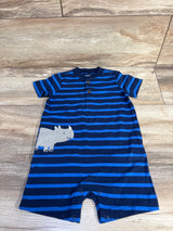 NWOT Simple Joys Striped Henley Shortie Romper Blue sz 18m