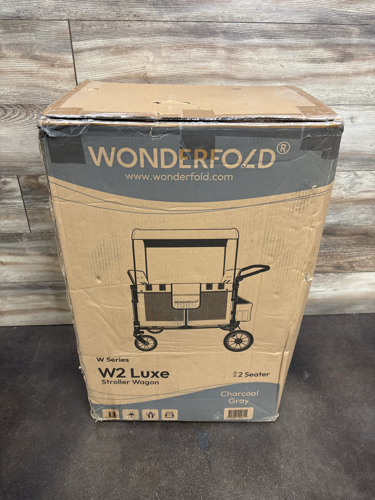 NEW WONDERFOLD W2 Luxe Double Stroller Wagon 2 Seater - Charcoal Grey