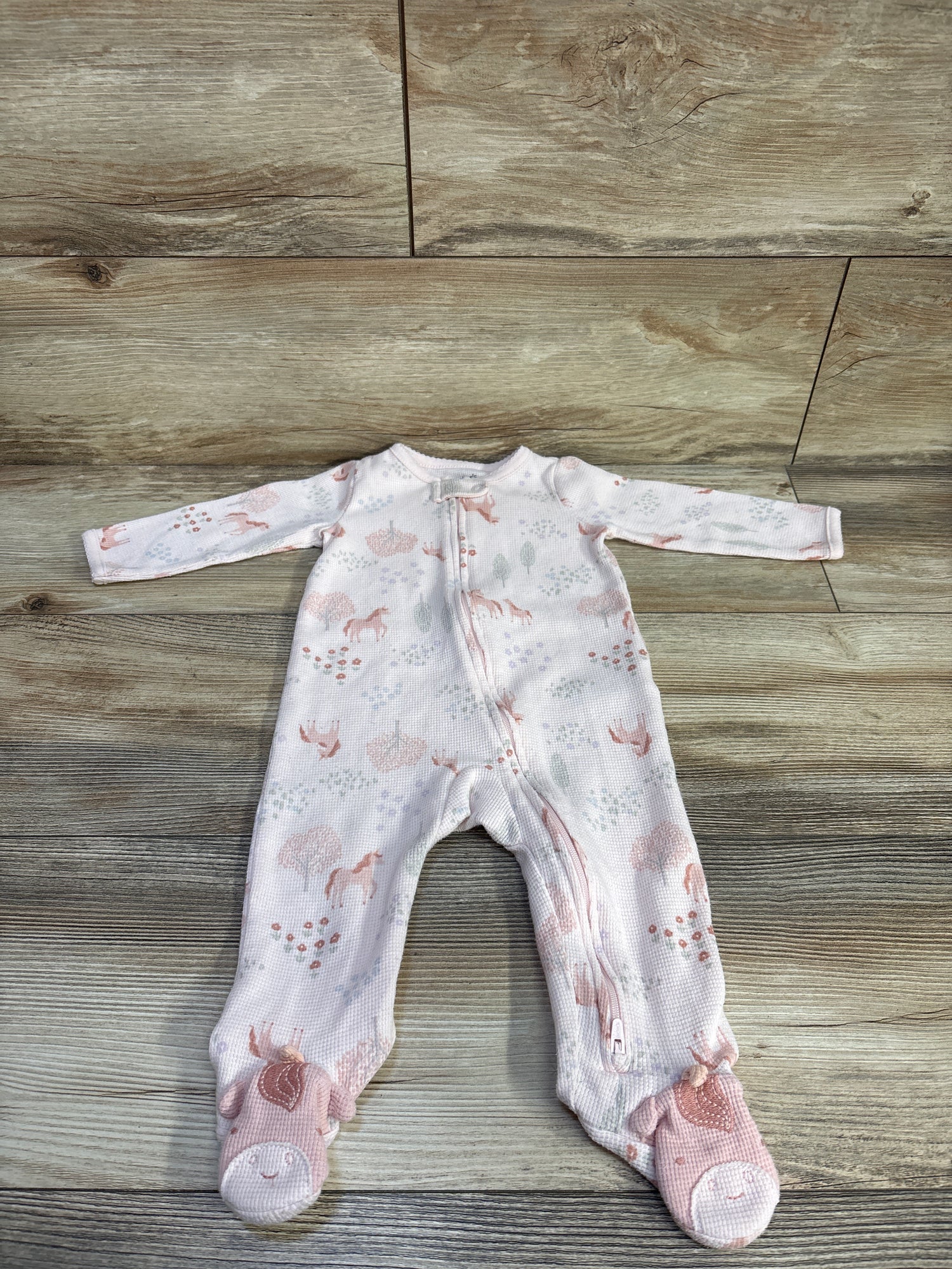 Just One You Waffle Knit Unicorn Sleeper Pink sz 9m