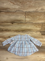 NEW Jumping Beans Henley Plaid Peplum Top Blue sz 12m