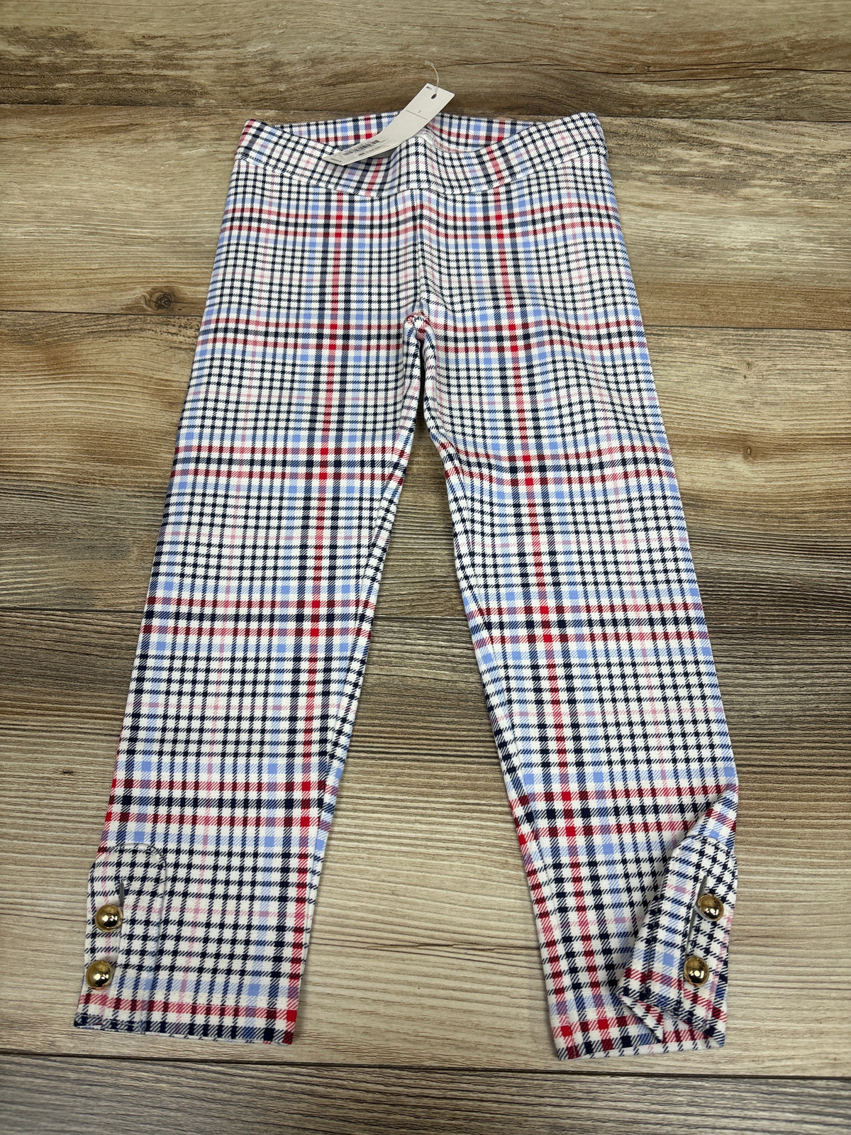 NEW Janie & Jack Button Cuff Ponte Pants Plaid White sz 3T