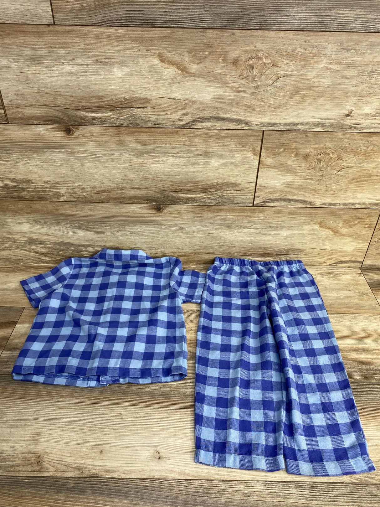 Carter's 2pc Gingham Button Up Pajama Set Blue sz 4T