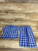 Carter's 2pc Gingham Button Up Pajama Set Blue sz 4T