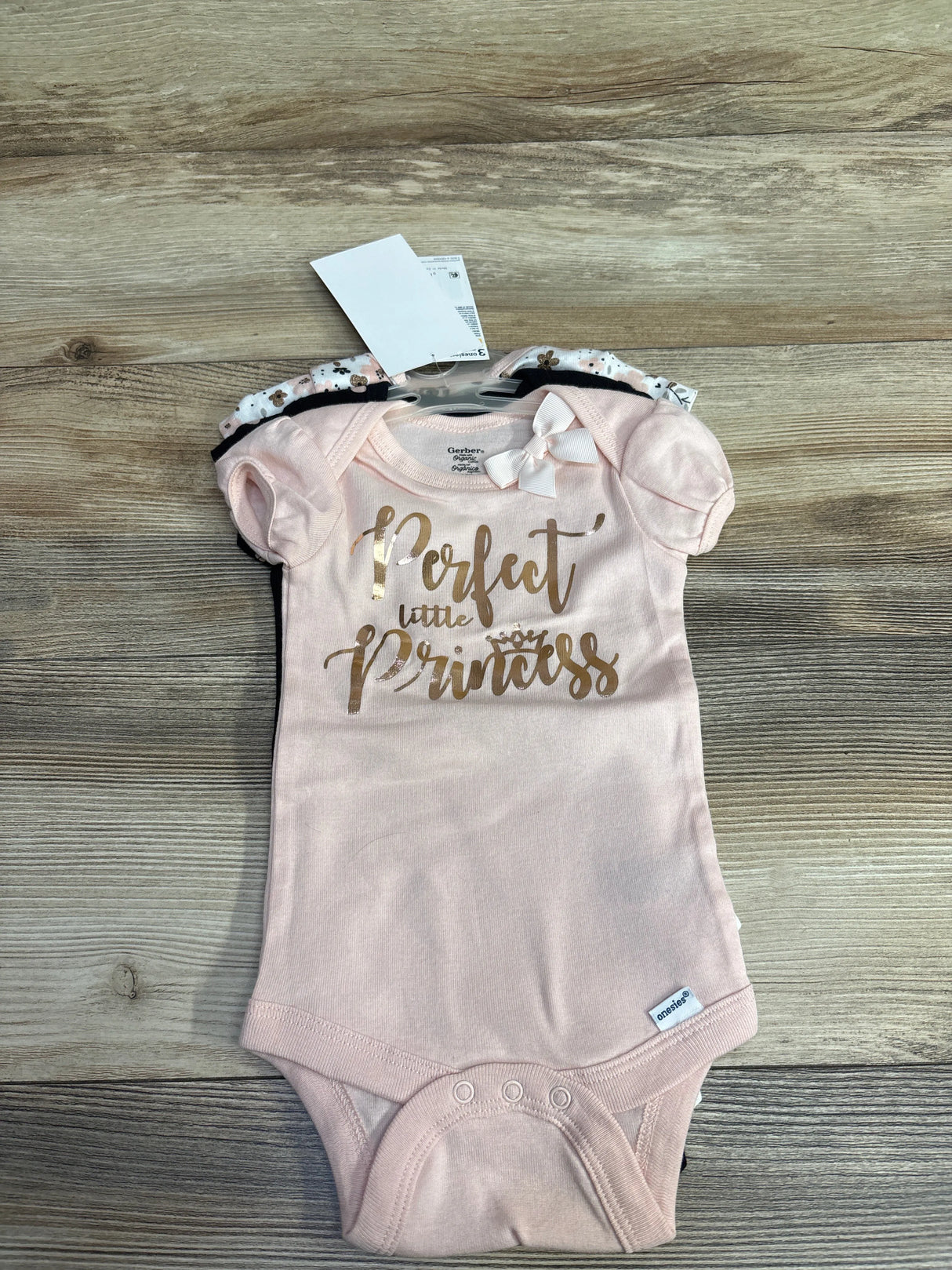NEW Gerber 3pk Perfect Little Princess Bodysuit Set Pink sz 3-6m