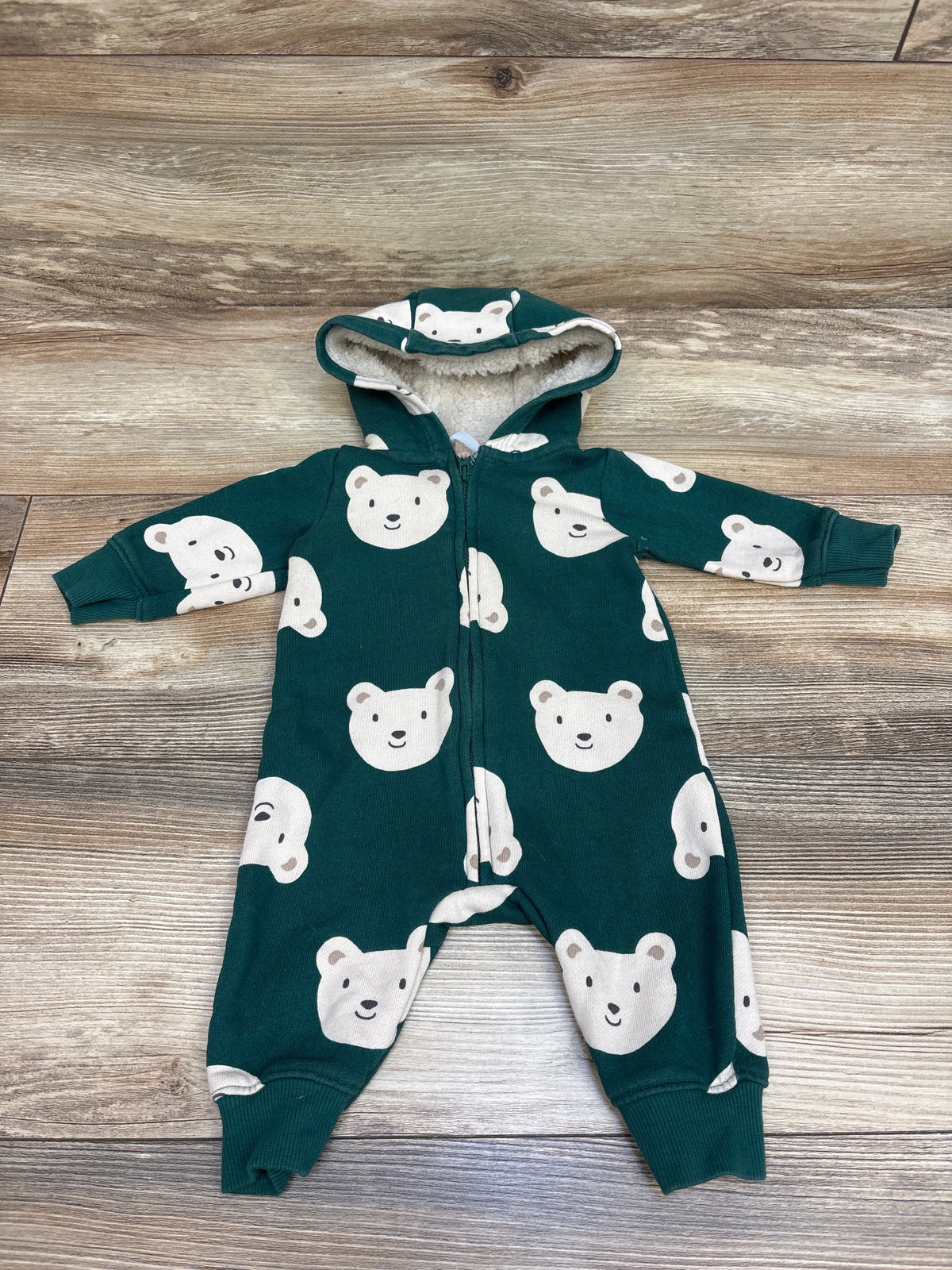 Carter's Sherpa Lined Hooded Coverall Green sz 3m