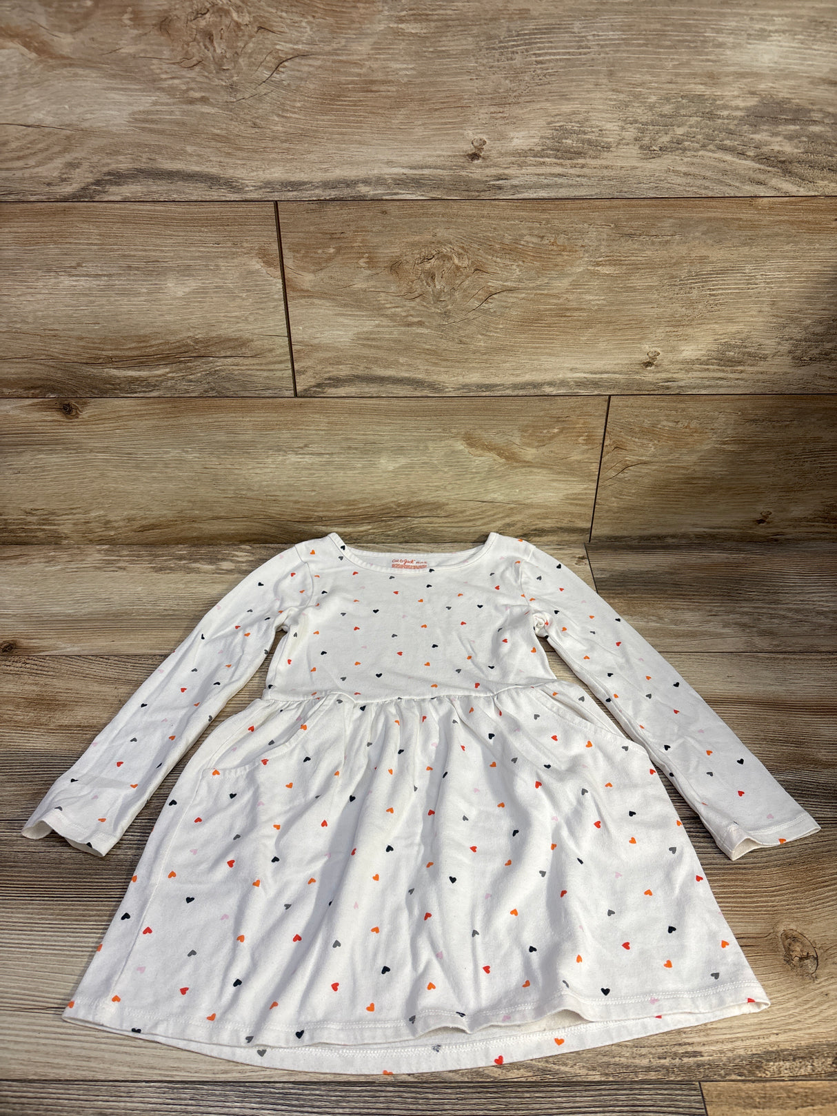 Cat & Jack Long Sleeve Pocket Dress White sz 4/5T
