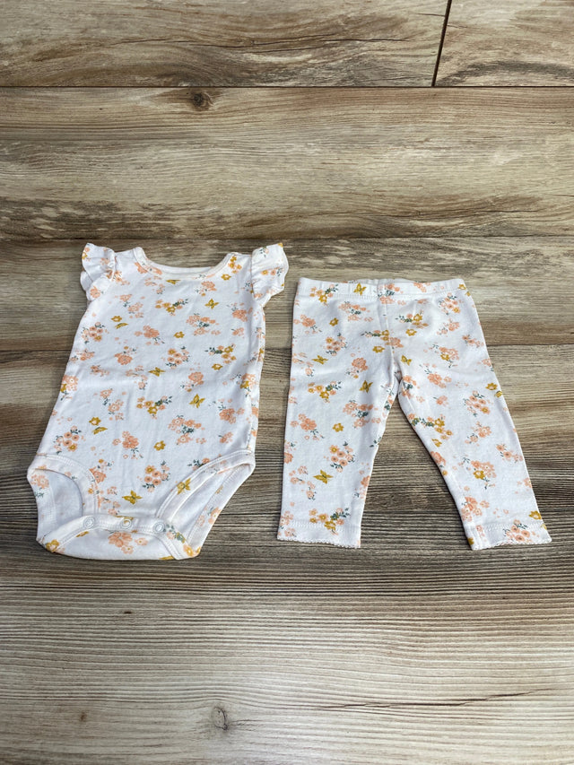 Carter's 2pc Floral Bodysuit & Pants White sz 6m - Me n Mommy To Be