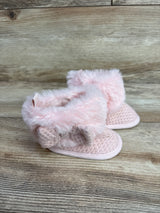First Steps by Stepping Stones Faux Fur Knit Booties Pink sz 1/2c