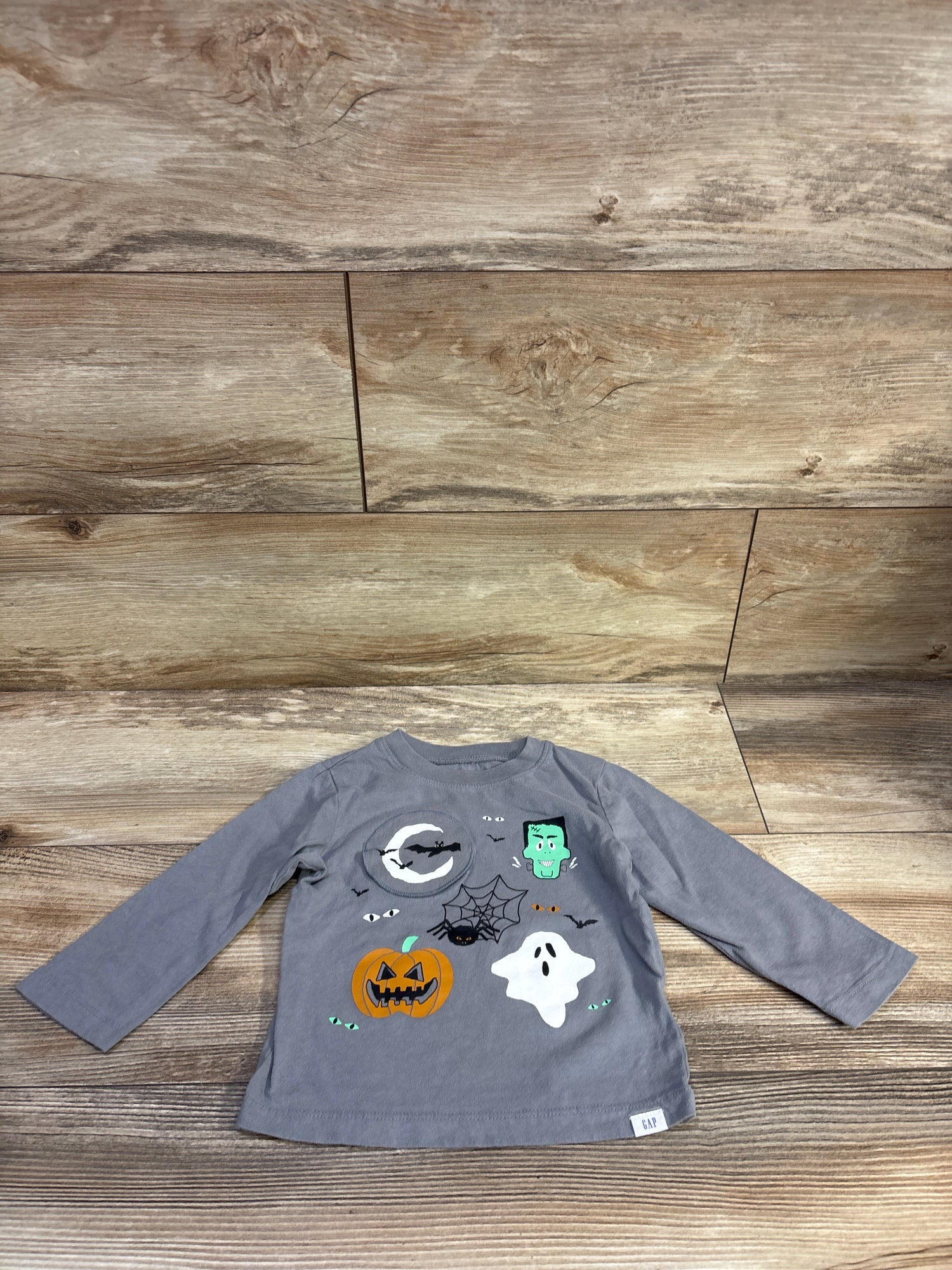 Baby Gap Halloween Interactive Shirt Grey sz 18-24m
