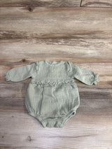 Rabbit + Bear Gauze Smocked Shortie Romper Sage sz 0-3m